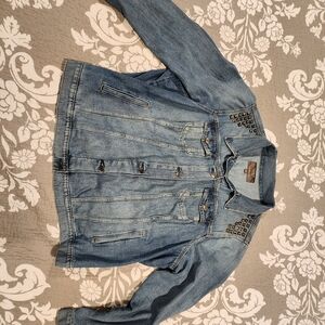 Studded Blue Denim Jean Jacket - Torrid